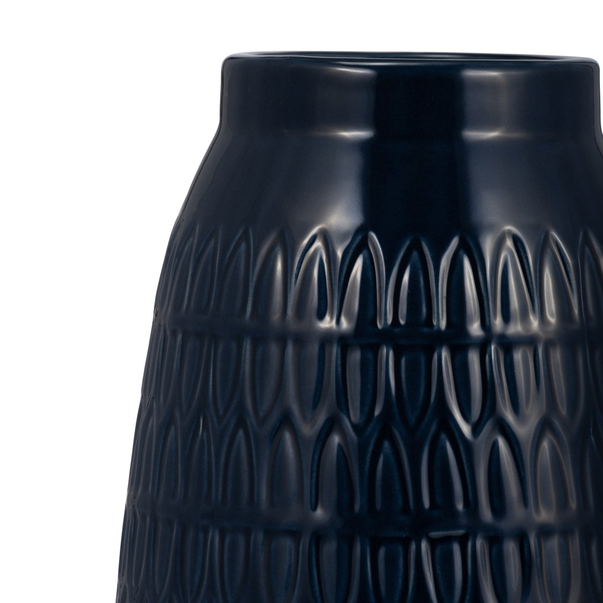 CER, 12"H CARVED VASE, NAVY BLUE Vases and Jars| Sagebrook Home