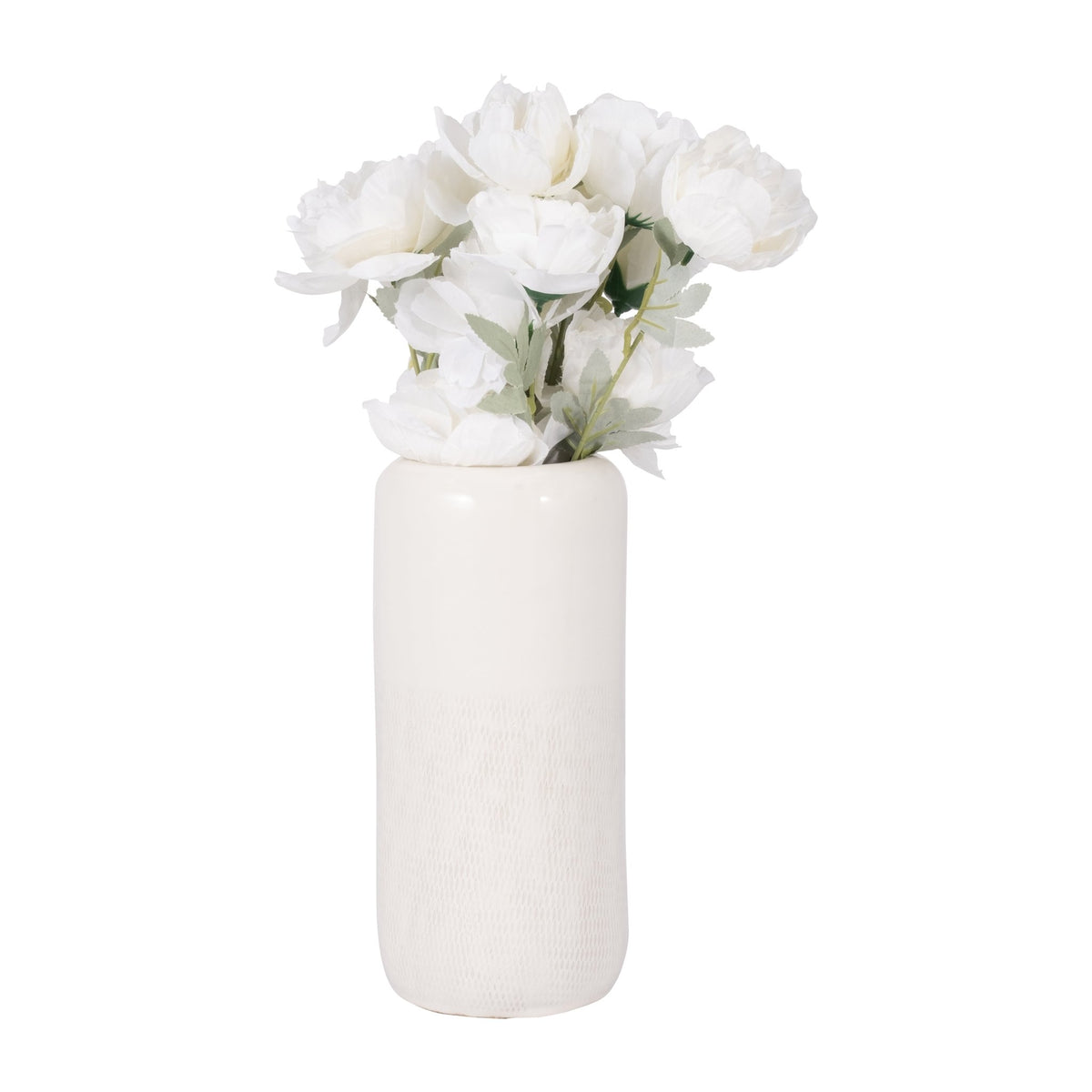 CER, 12"H GROOVED VASE, IVORY Vases and Jars| Sagebrook Home