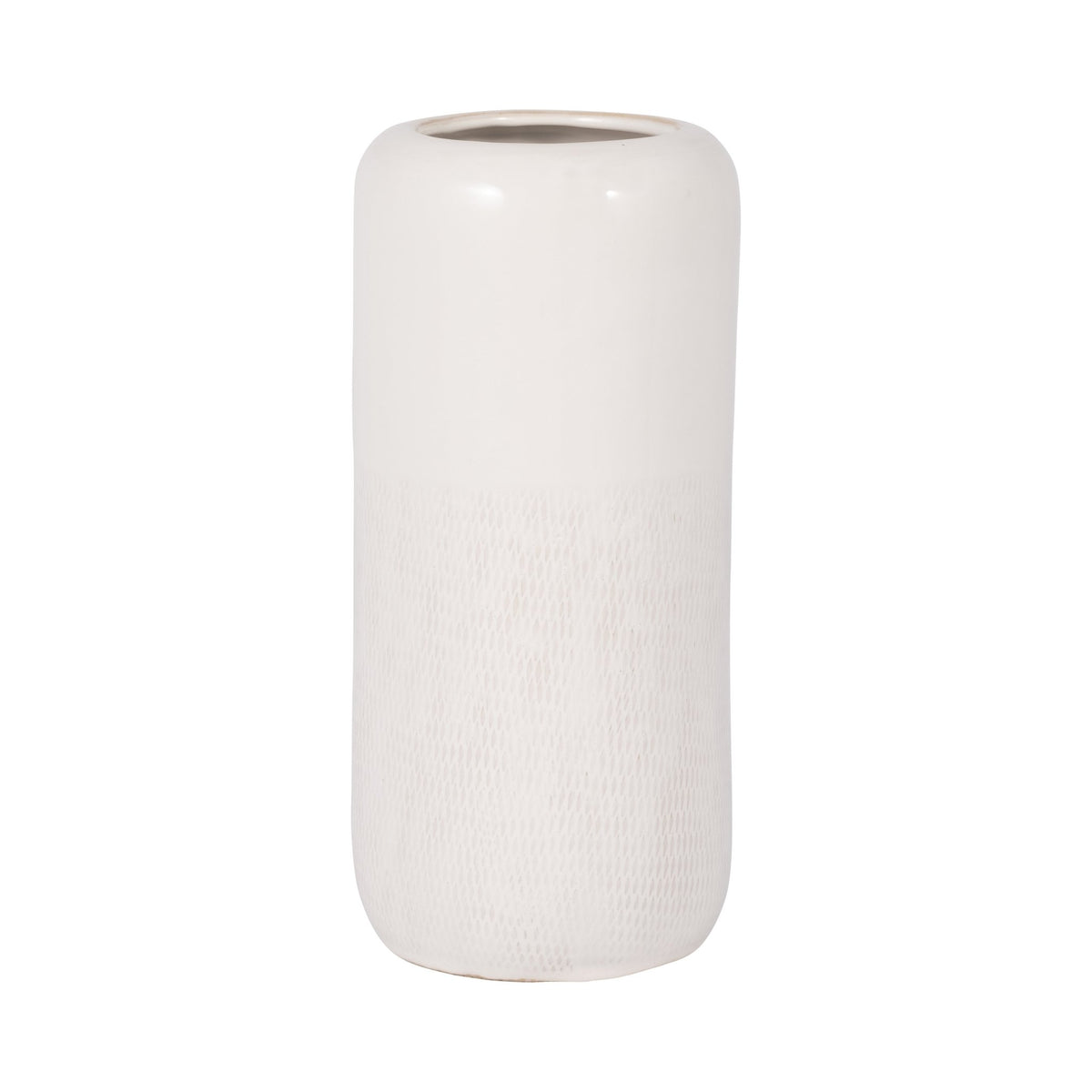 CER, 12"H GROOVED VASE, IVORY Vases and Jars| Sagebrook Home