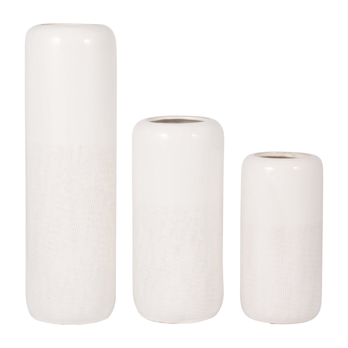 CER, 12"H GROOVED VASE, IVORY Vases and Jars| Sagebrook Home