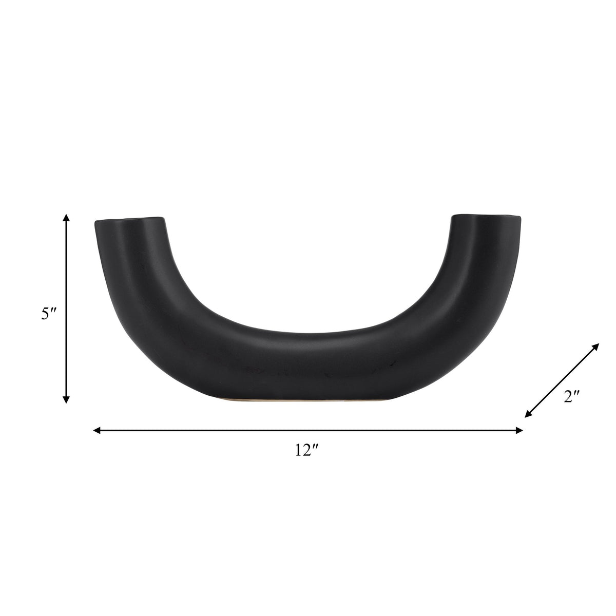 CER, 12"L HALF CIRCLE VASE, BLACK | Sagebrook Home