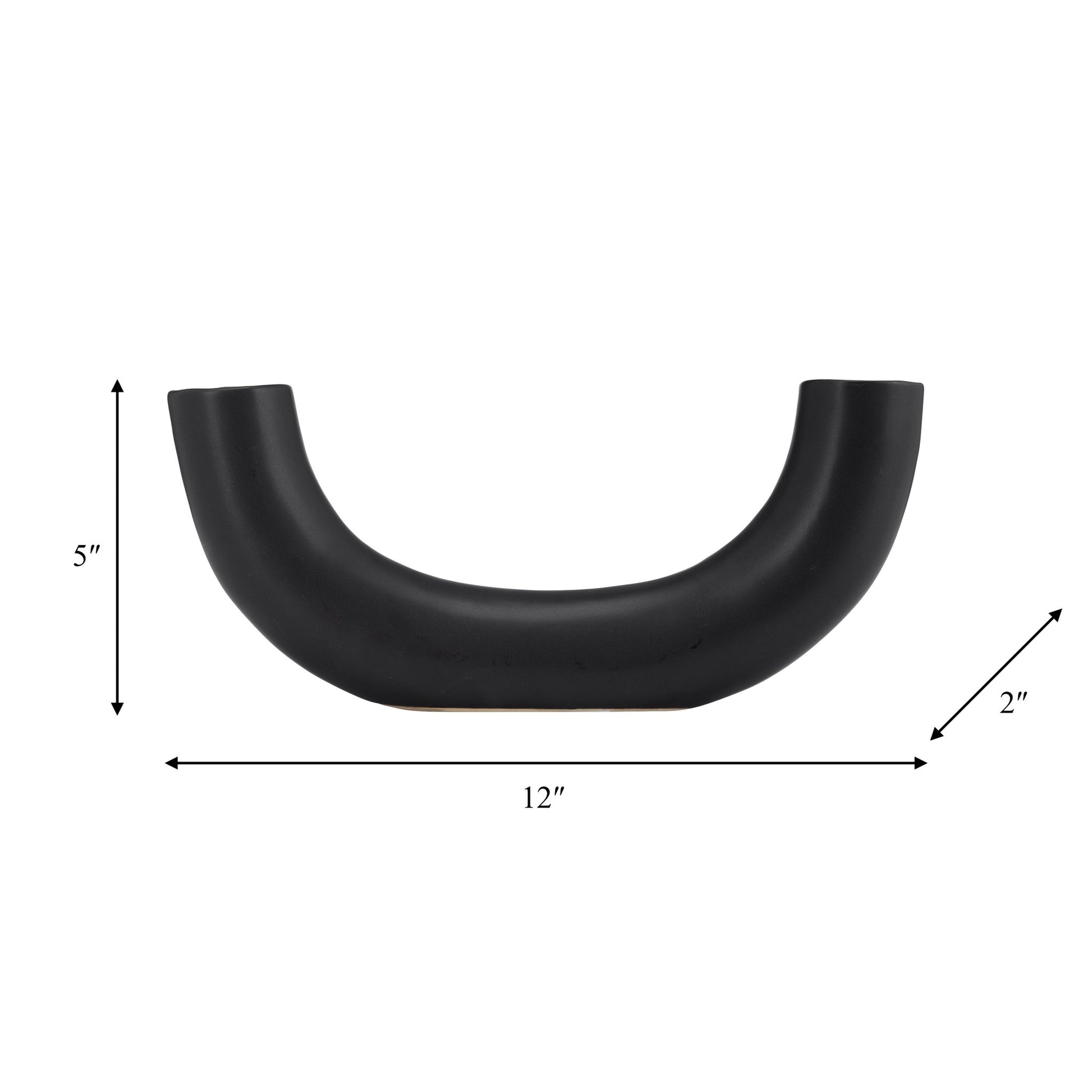 CER, 12"L HALF CIRCLE VASE, BLACK | Sagebrook Home
