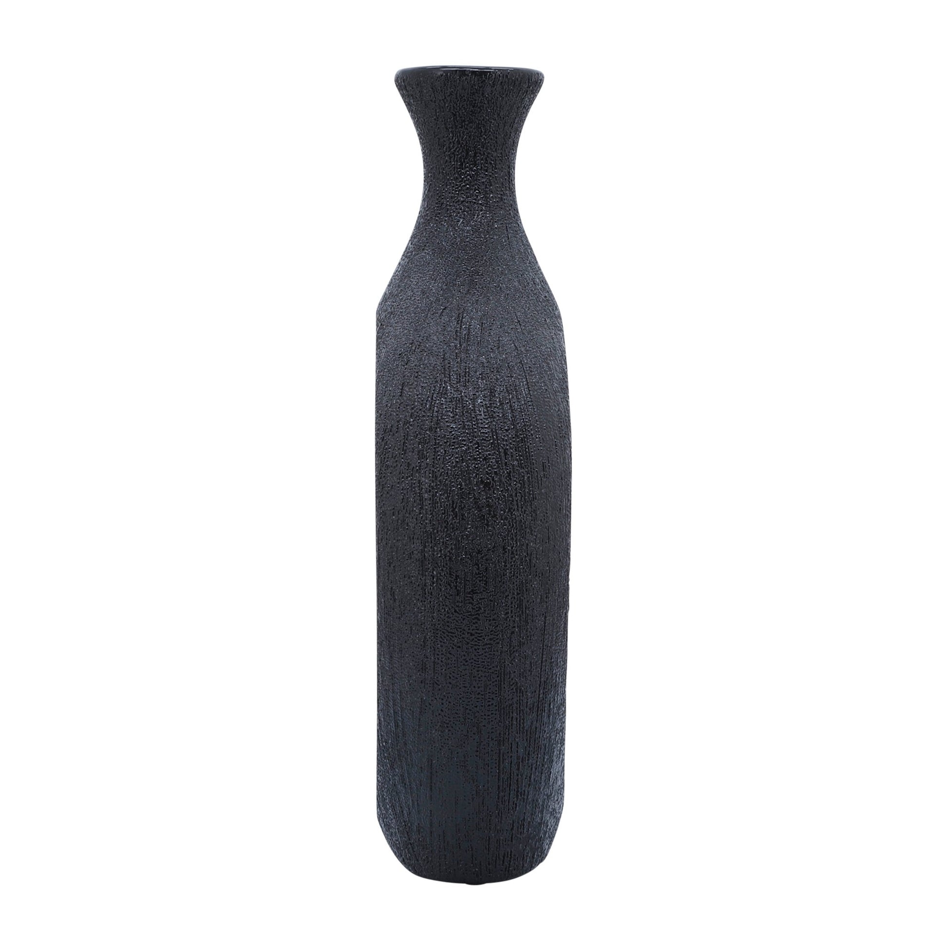 CER, 13" BEADED OVAL VASE CUT-OUT, BLACK Vases and Jars| Sagebrook Home