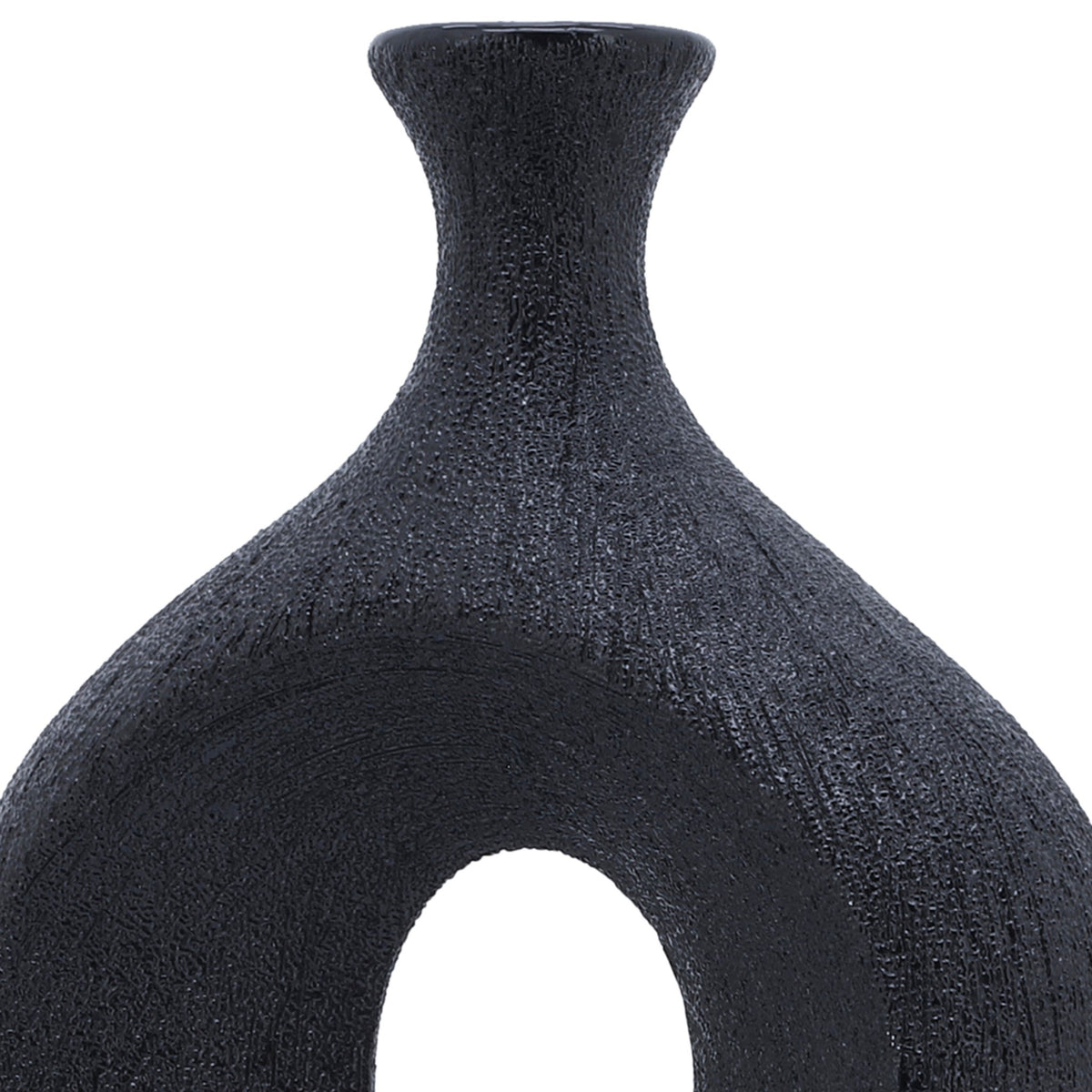 CER, 13" BEADED OVAL VASE CUT-OUT, BLACK Vases and Jars| Sagebrook Home