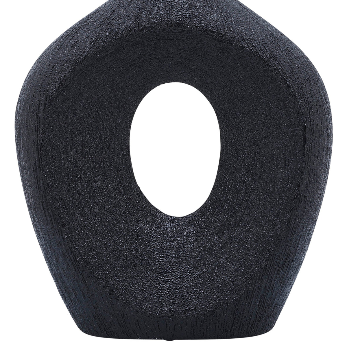 CER, 13" BEADED OVAL VASE CUT-OUT, BLACK Vases and Jars| Sagebrook Home