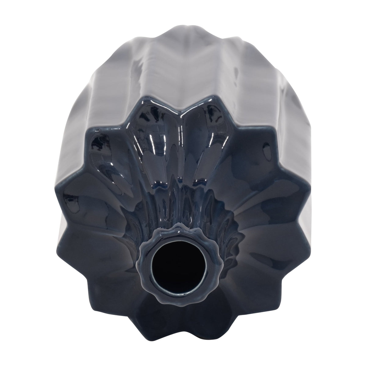 CER, 13" FLUTED VASE, NAVY Vases and Jars| Sagebrook Home