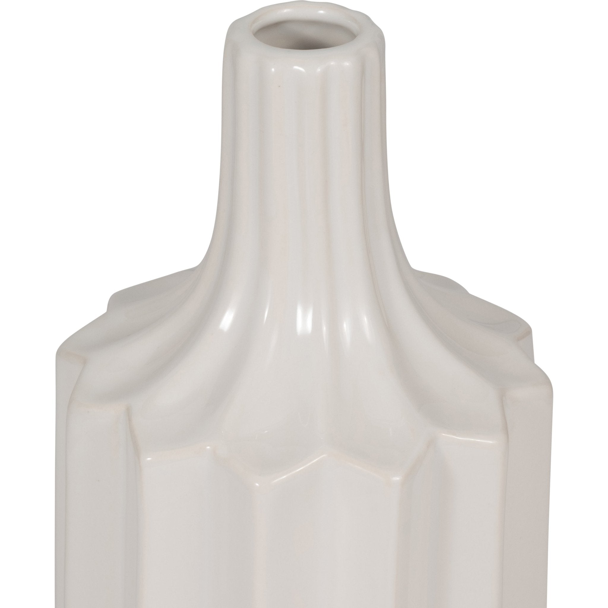 CER, 13" FLUTED VASE, WHITE Vases and Jars| Sagebrook Home