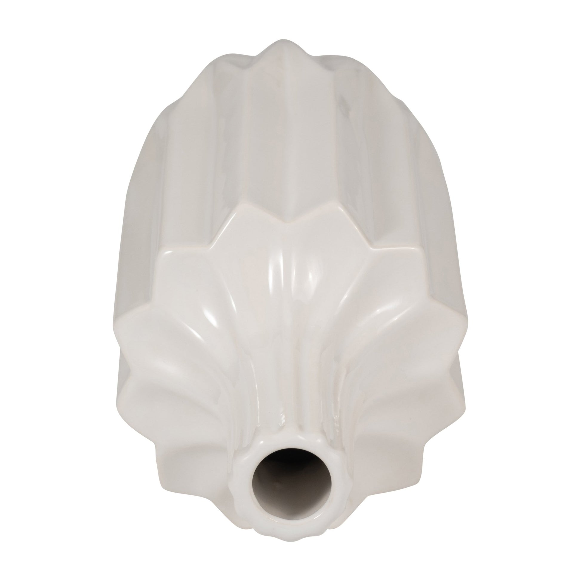 CER, 13" FLUTED VASE, WHITE Vases and Jars| Sagebrook Home