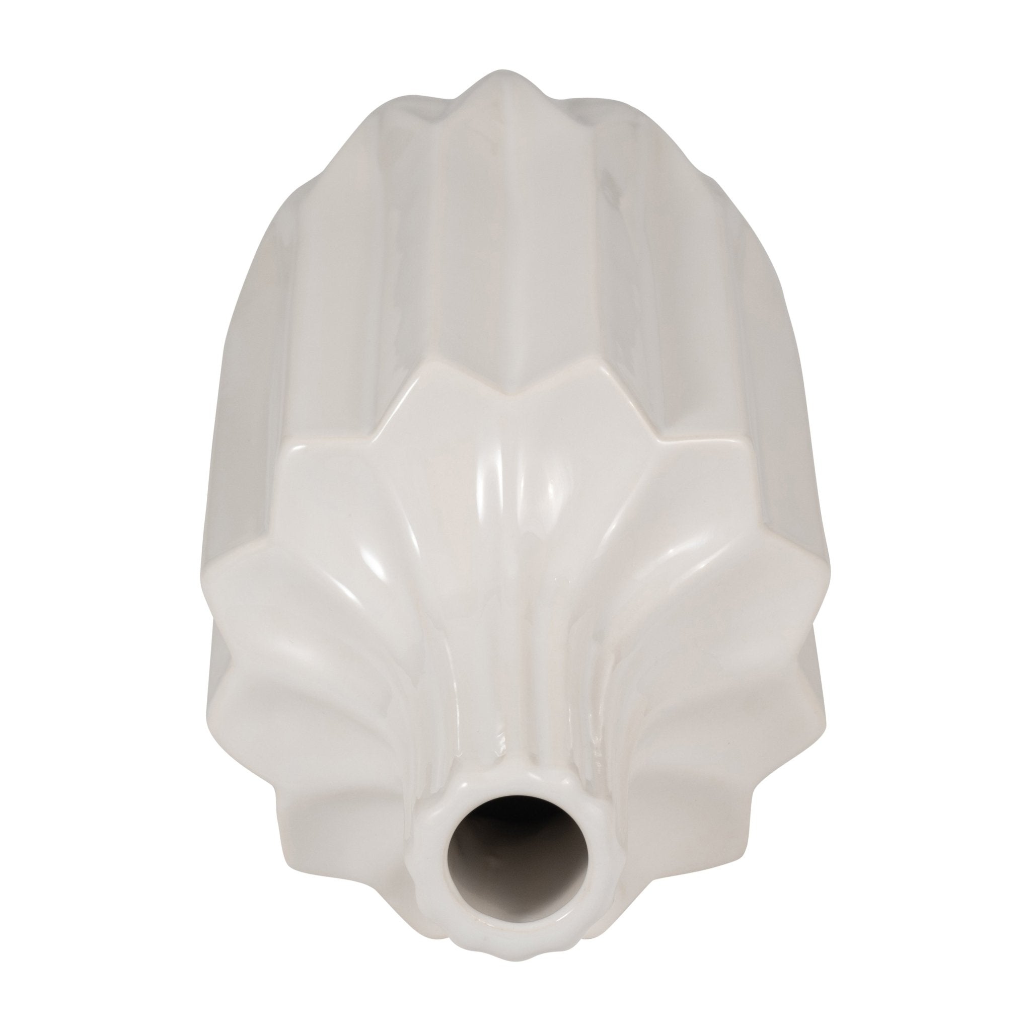 CER, 13" FLUTED VASE, WHITE Vases and Jars| Sagebrook Home
