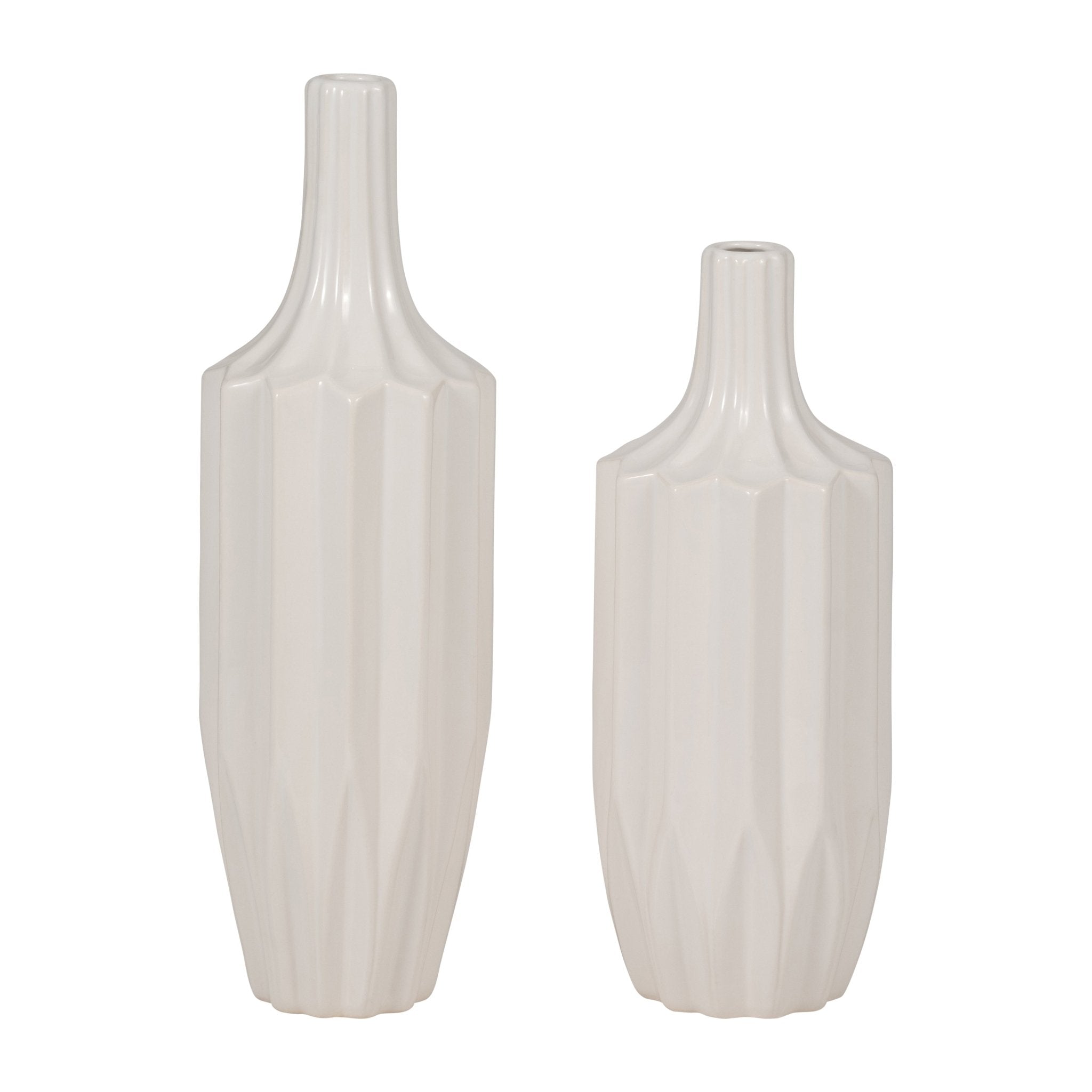 CER, 13" FLUTED VASE, WHITE Vases and Jars| Sagebrook Home