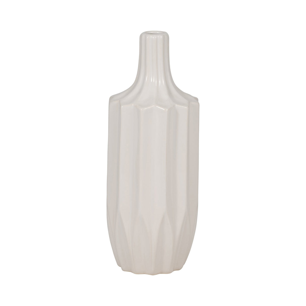 CER, 13" FLUTED VASE, WHITE Vases and Jars| Sagebrook Home