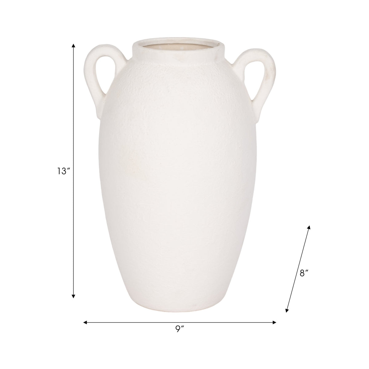CER, 13" TEXTURED JUG W/ HANDLES, WHITE Vases and Jars| Sagebrook Home