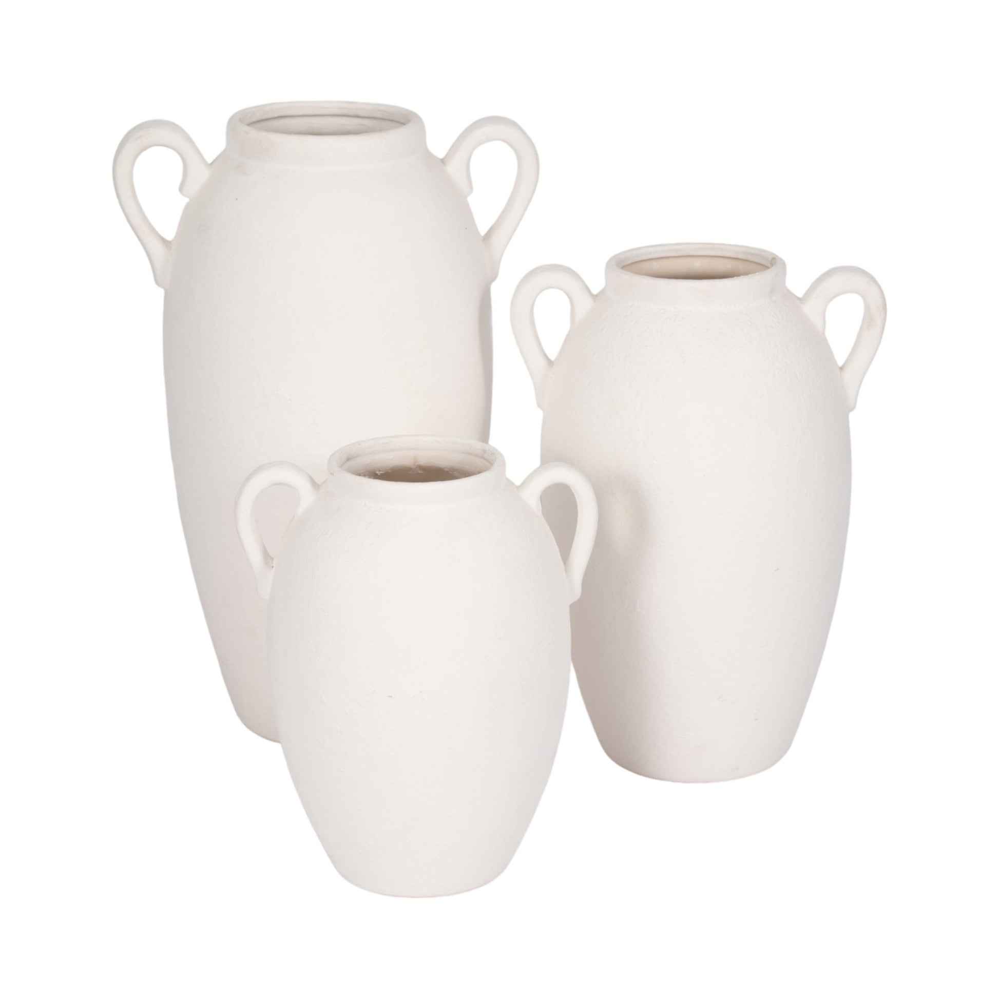 CER, 13" TEXTURED JUG W/ HANDLES, WHITE Vases and Jars| Sagebrook Home