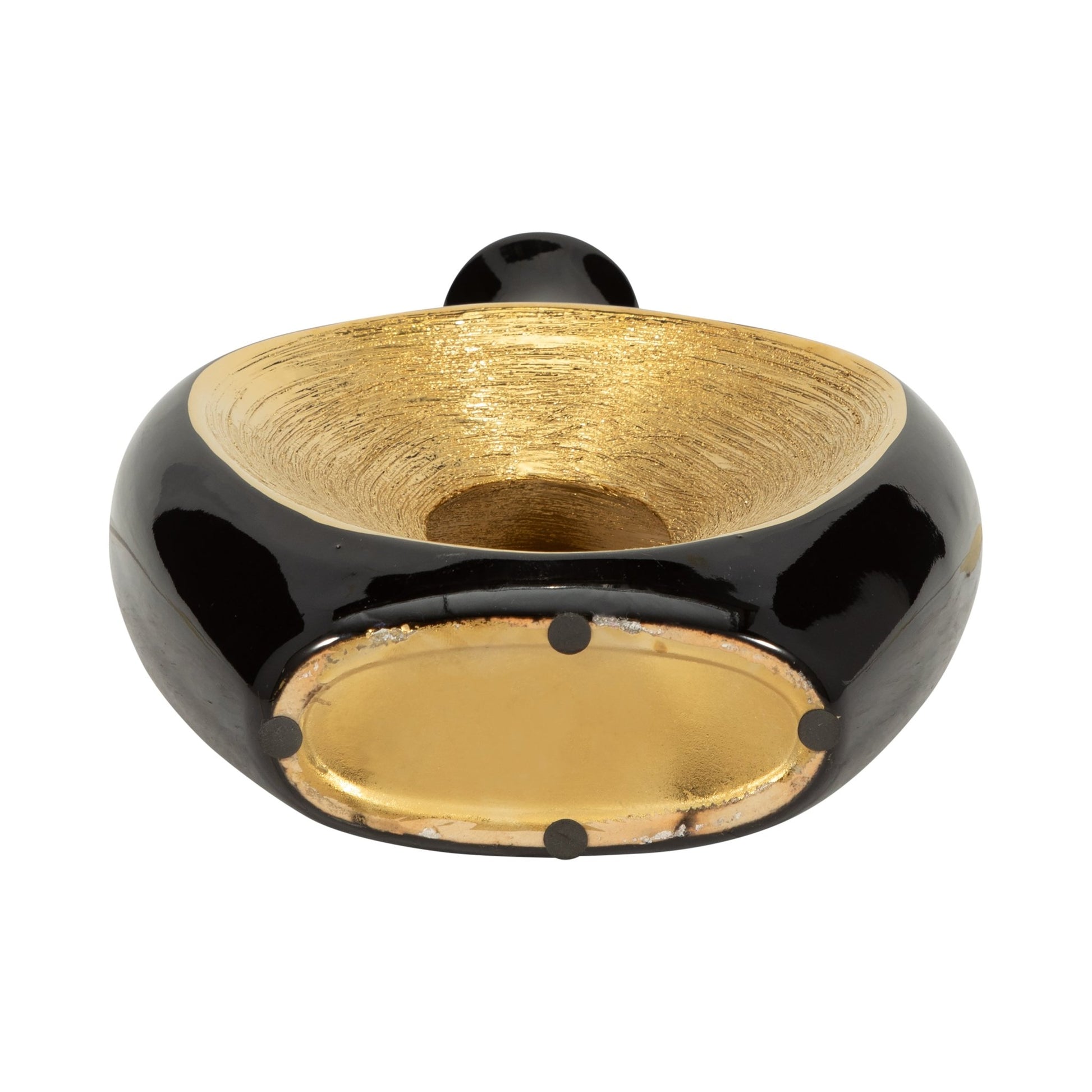 CER, 13"H 2-TONE SCRATCHED OVAL VASE, BLK/GLD | Sagebrook Home