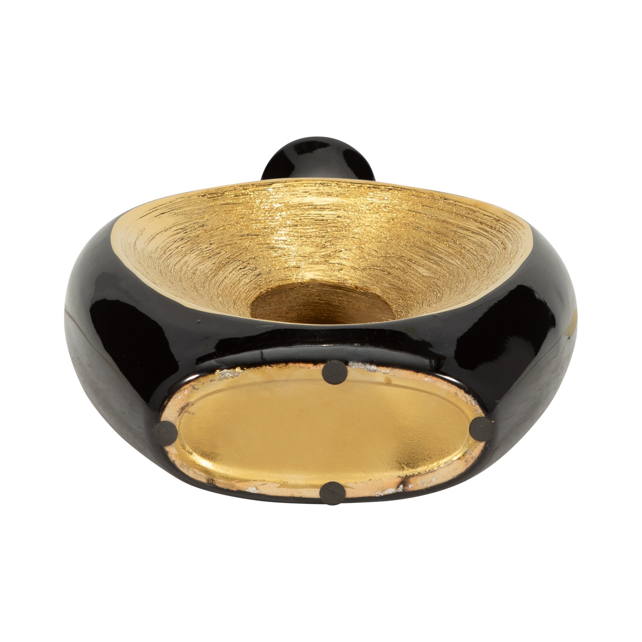 CER, 13"H 2-TONE SCRATCHED OVAL VASE, BLK/GLD | Sagebrook Home