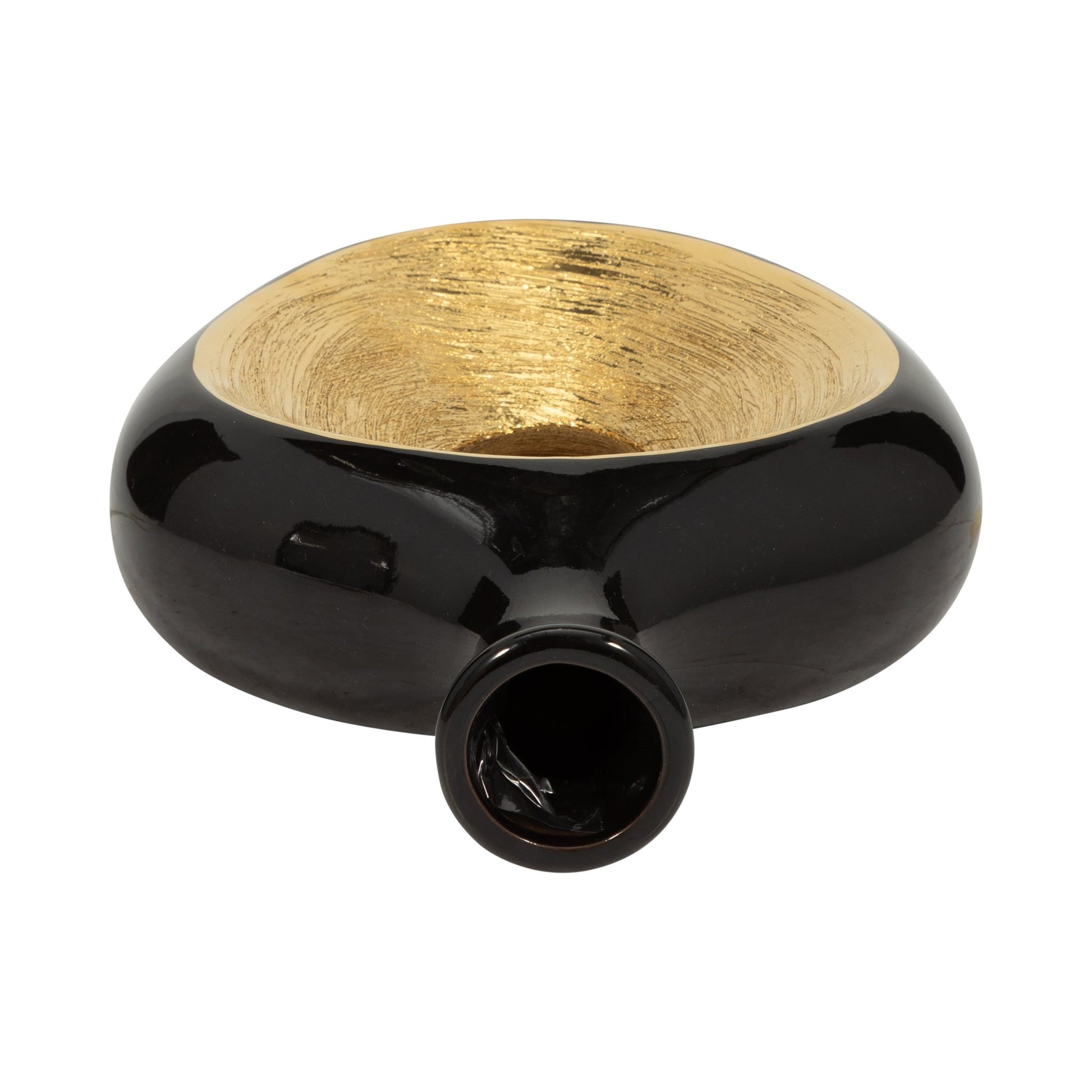 CER, 13"H 2-TONE SCRATCHED OVAL VASE, BLK/GLD | Sagebrook Home