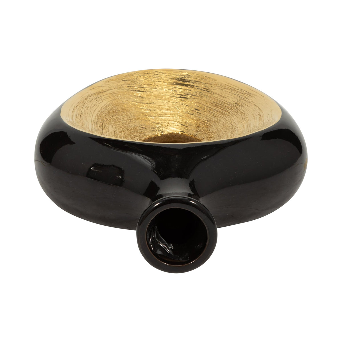 CER, 13"H 2-TONE SCRATCHED OVAL VASE, BLK/GLD | Sagebrook Home