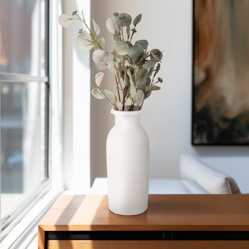 CER, 13"H TALL SLIM VASE, WHITE - Al Rugaib Furniture