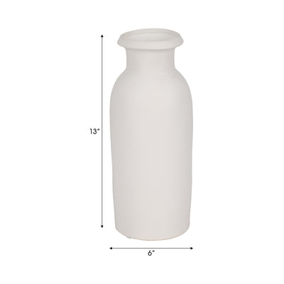 CER, 13"H TALL SLIM VASE, WHITE - Al Rugaib Furniture