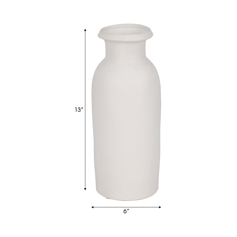 CER, 13"H TALL SLIM VASE, WHITE - Al Rugaib Furniture
