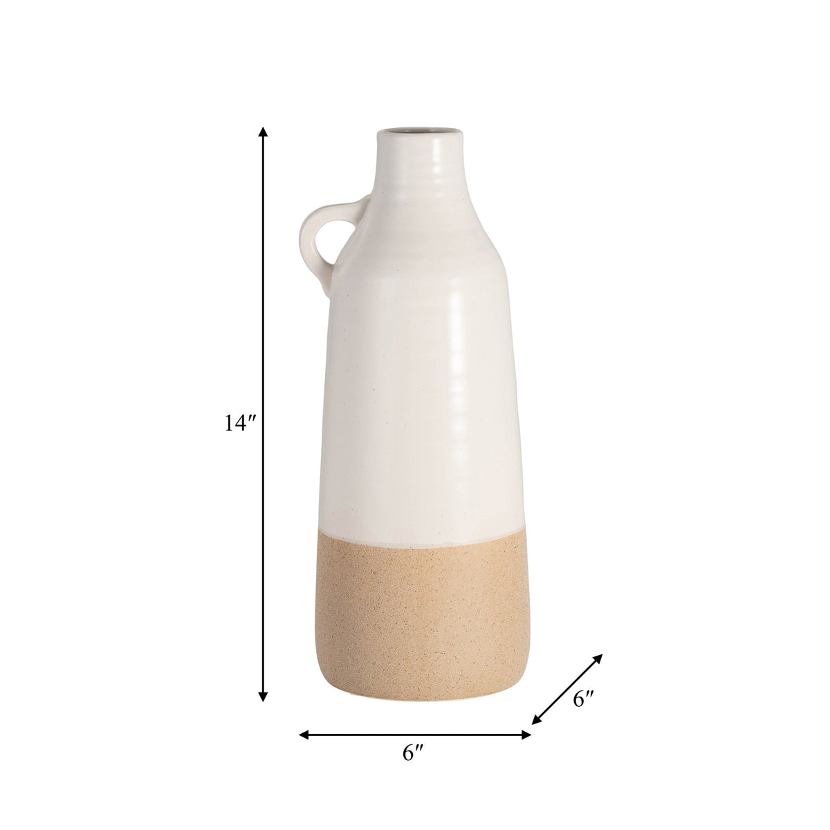 CER, 14" BOTTLE VASE, WHITE/TAN Vases and Jars| Sagebrook Home