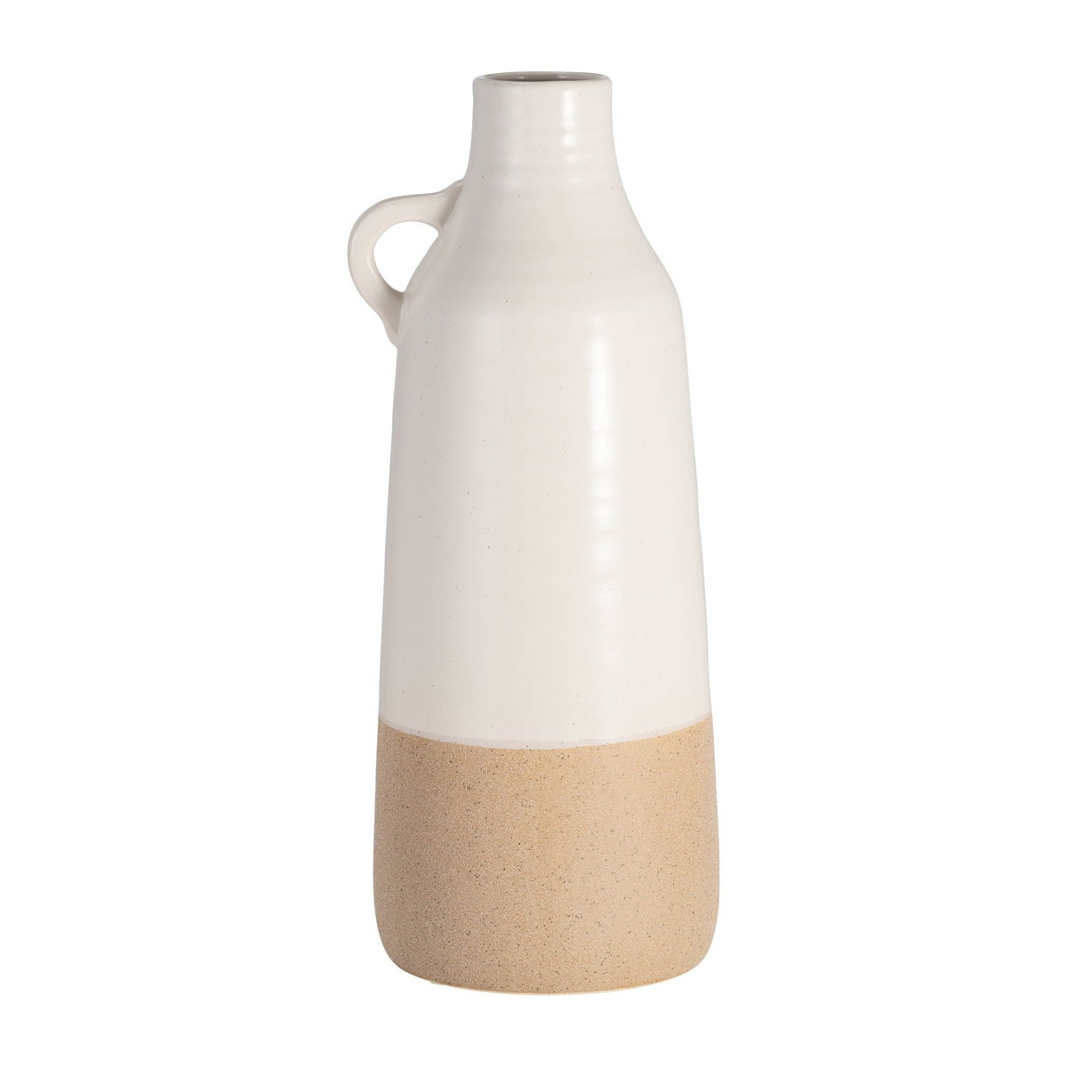 CER, 14" BOTTLE VASE, WHITE/TAN Vases and Jars| Sagebrook Home