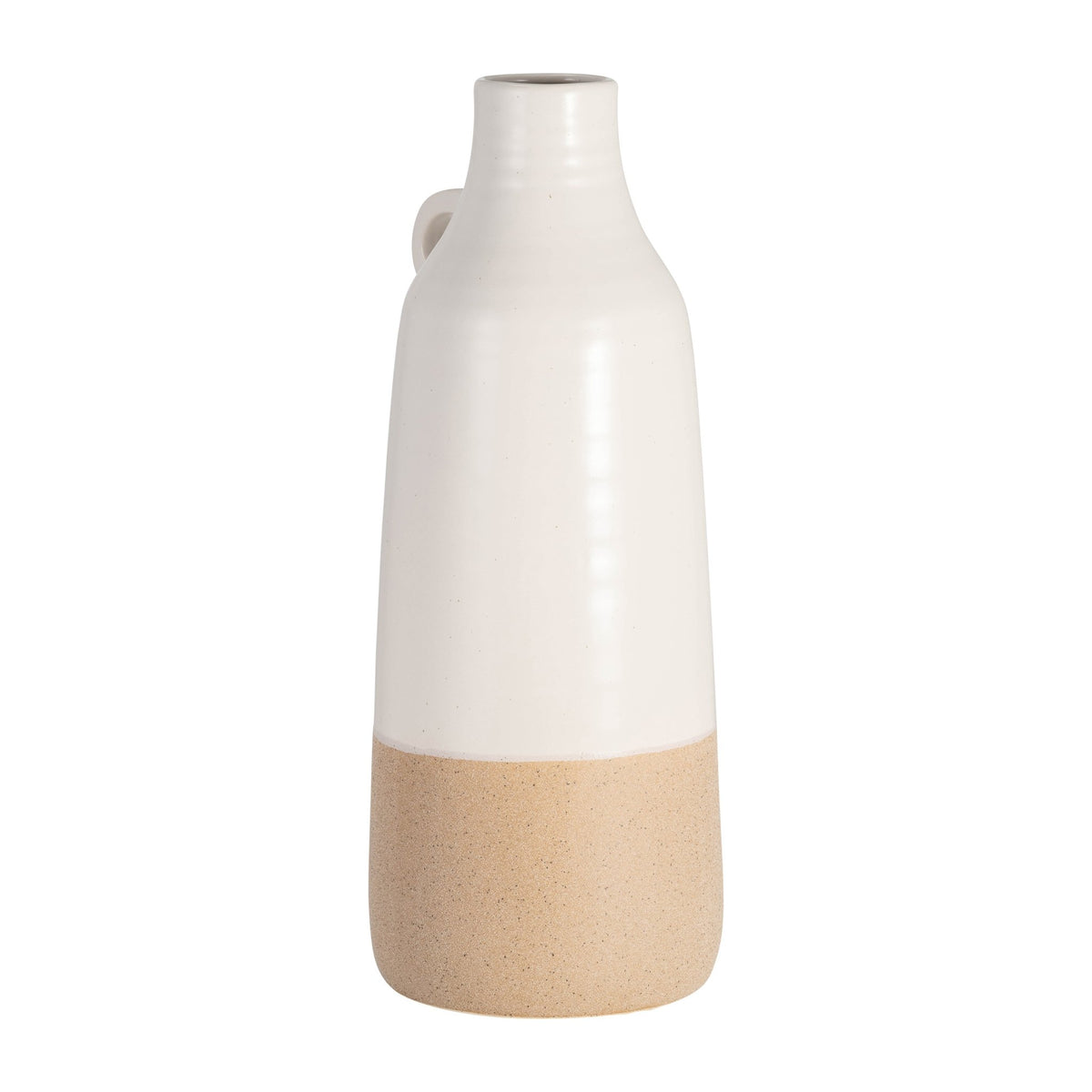 CER, 14" BOTTLE VASE, WHITE/TAN Vases and Jars| Sagebrook Home