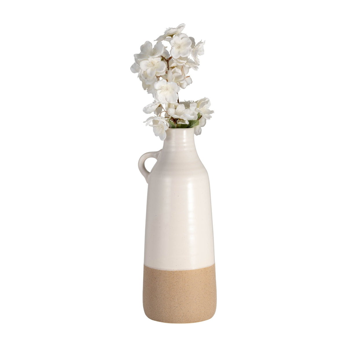 CER, 14" BOTTLE VASE, WHITE/TAN Vases and Jars| Sagebrook Home