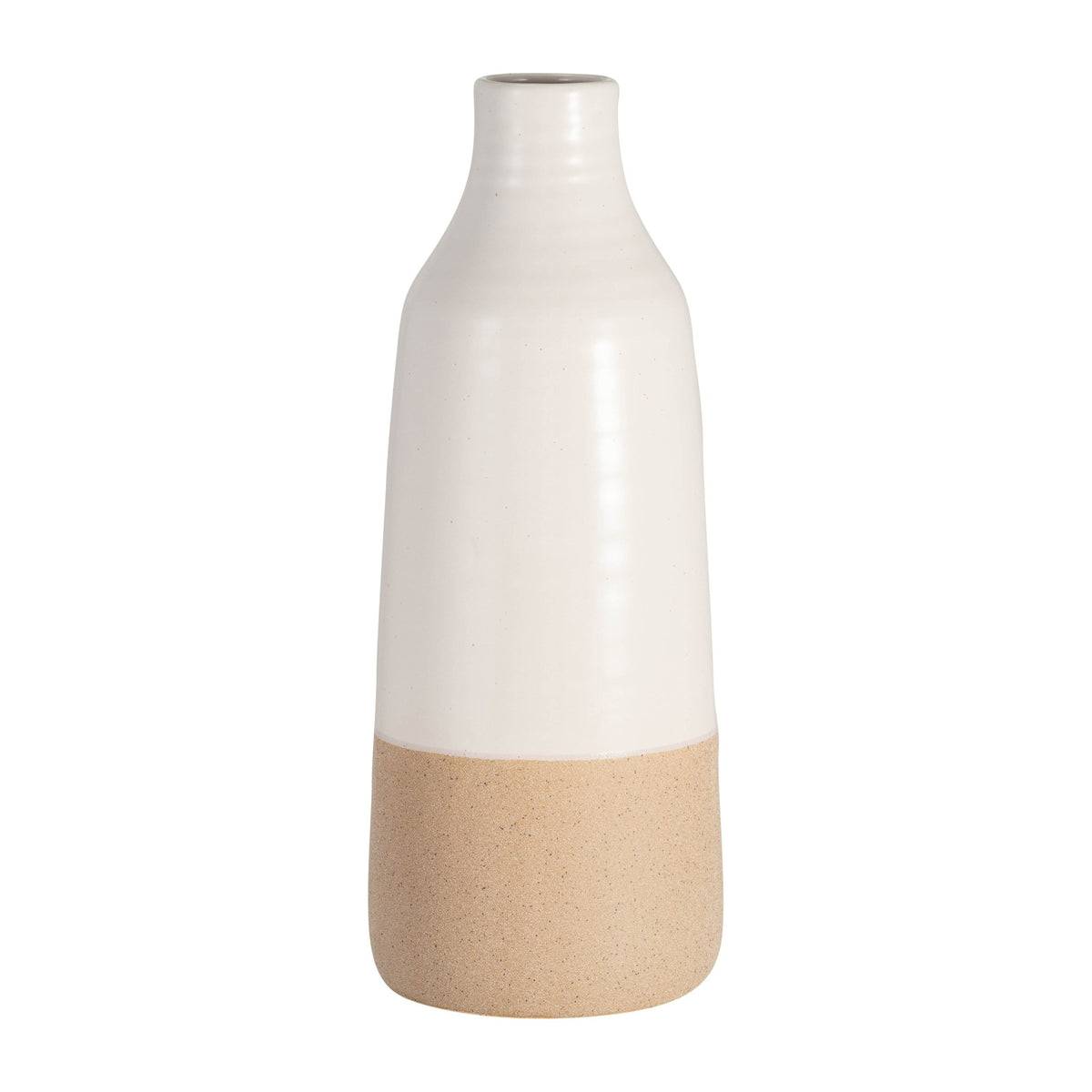 CER, 14" BOTTLE VASE, WHITE/TAN Vases and Jars| Sagebrook Home