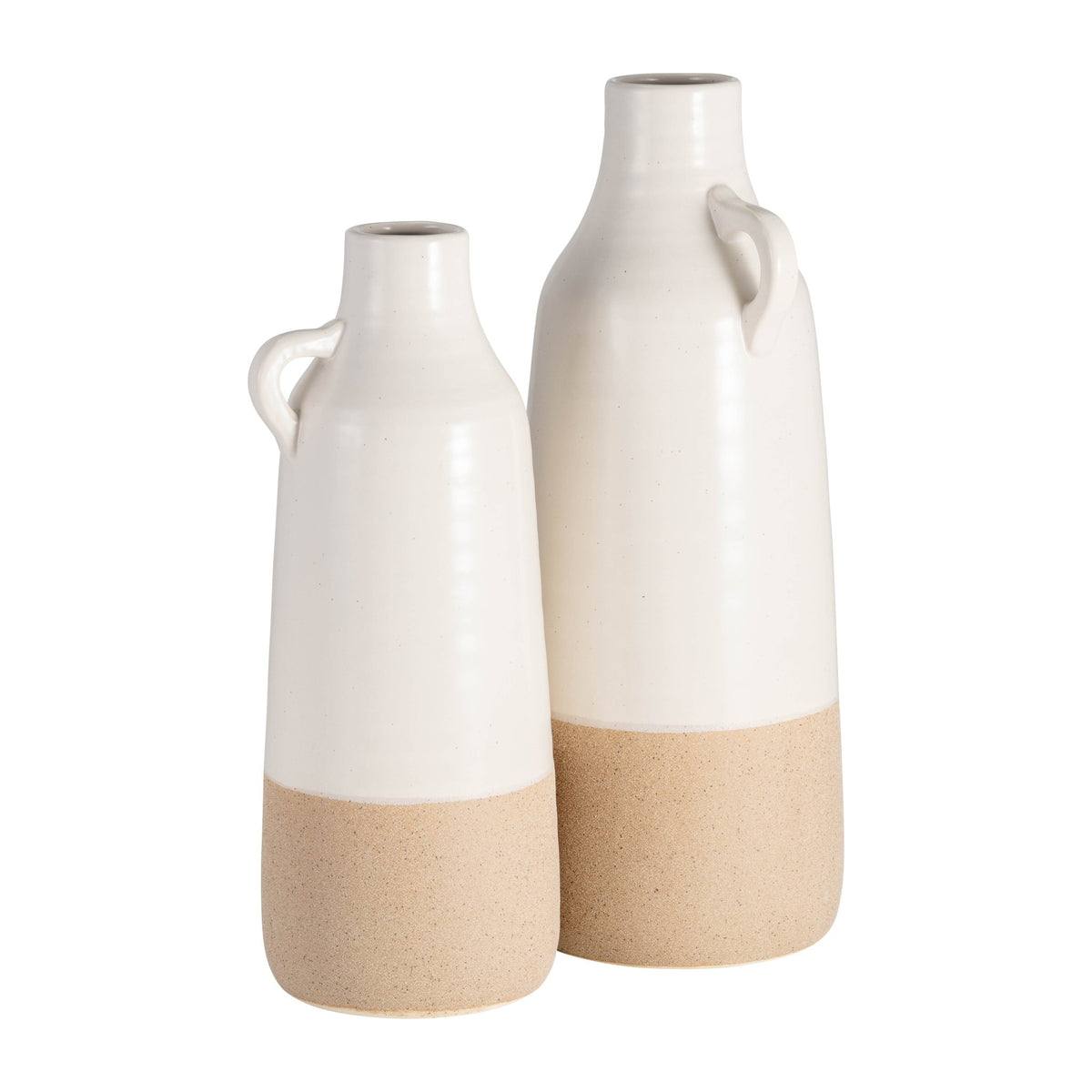 CER, 14" BOTTLE VASE, WHITE/TAN Vases and Jars| Sagebrook Home