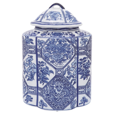 CER, 14"H OCTAGON JAR, BLUE - Al Rugaib Furniture