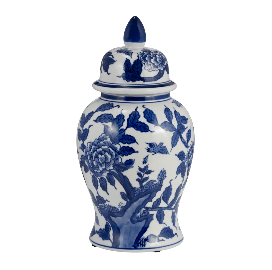 CER, 14"H TEMPLE JAR, BLUE/WHITE Vases and Jars| Sagebrook Home