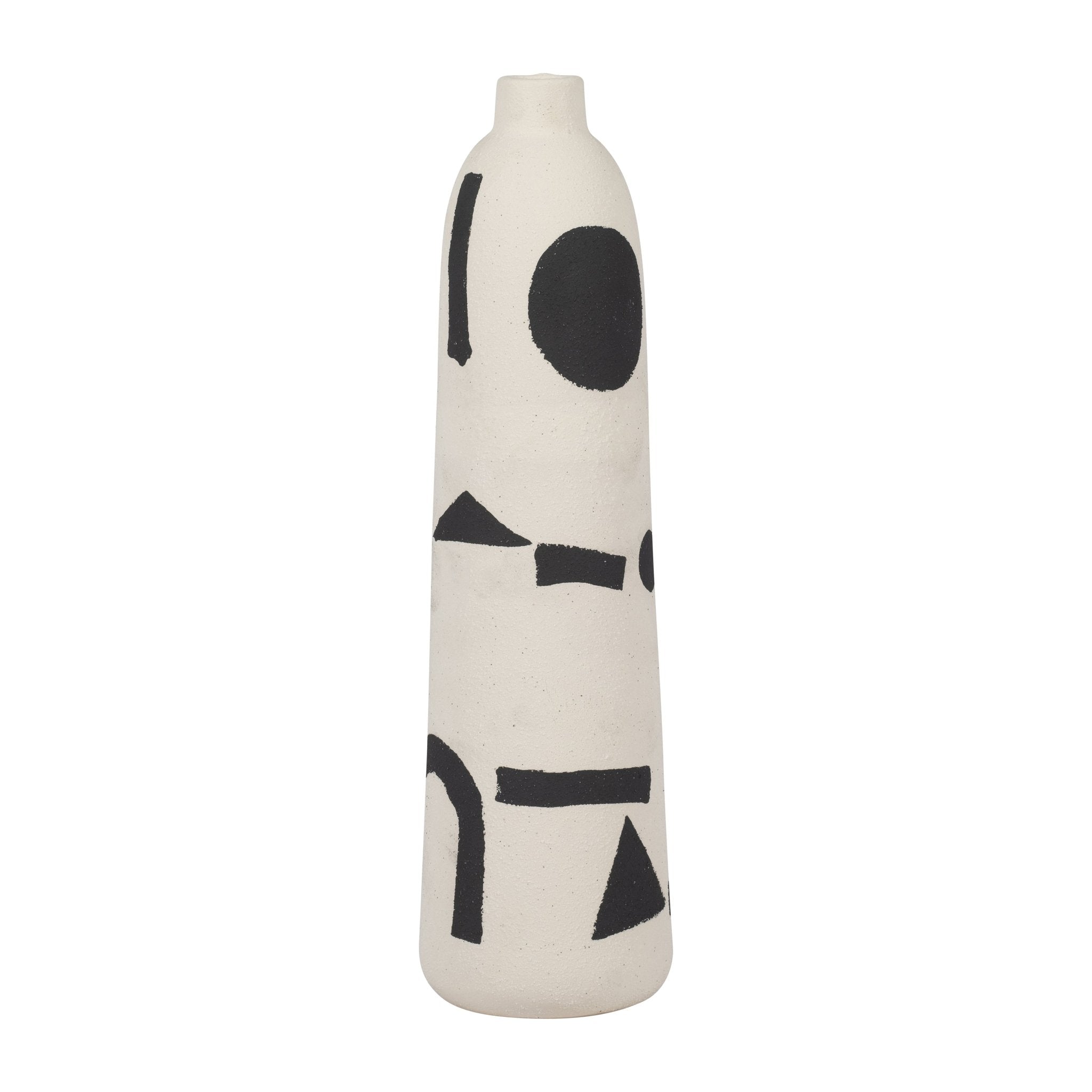 CER, 15" FUNKY VASE, IVORY/BLACK Vases and Jars| Sagebrook Home