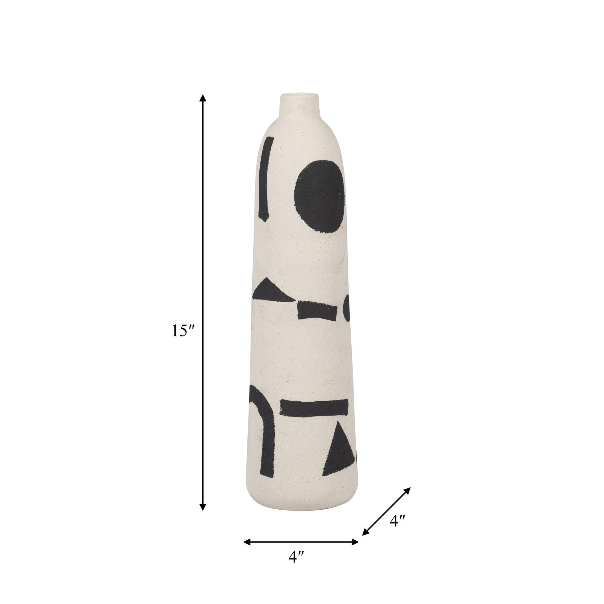 CER, 15" FUNKY VASE, IVORY/BLACK Vases and Jars| Sagebrook Home