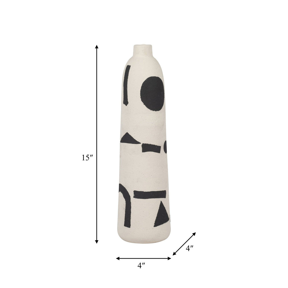 CER, 15" FUNKY VASE, IVORY/BLACK Vases and Jars| Sagebrook Home