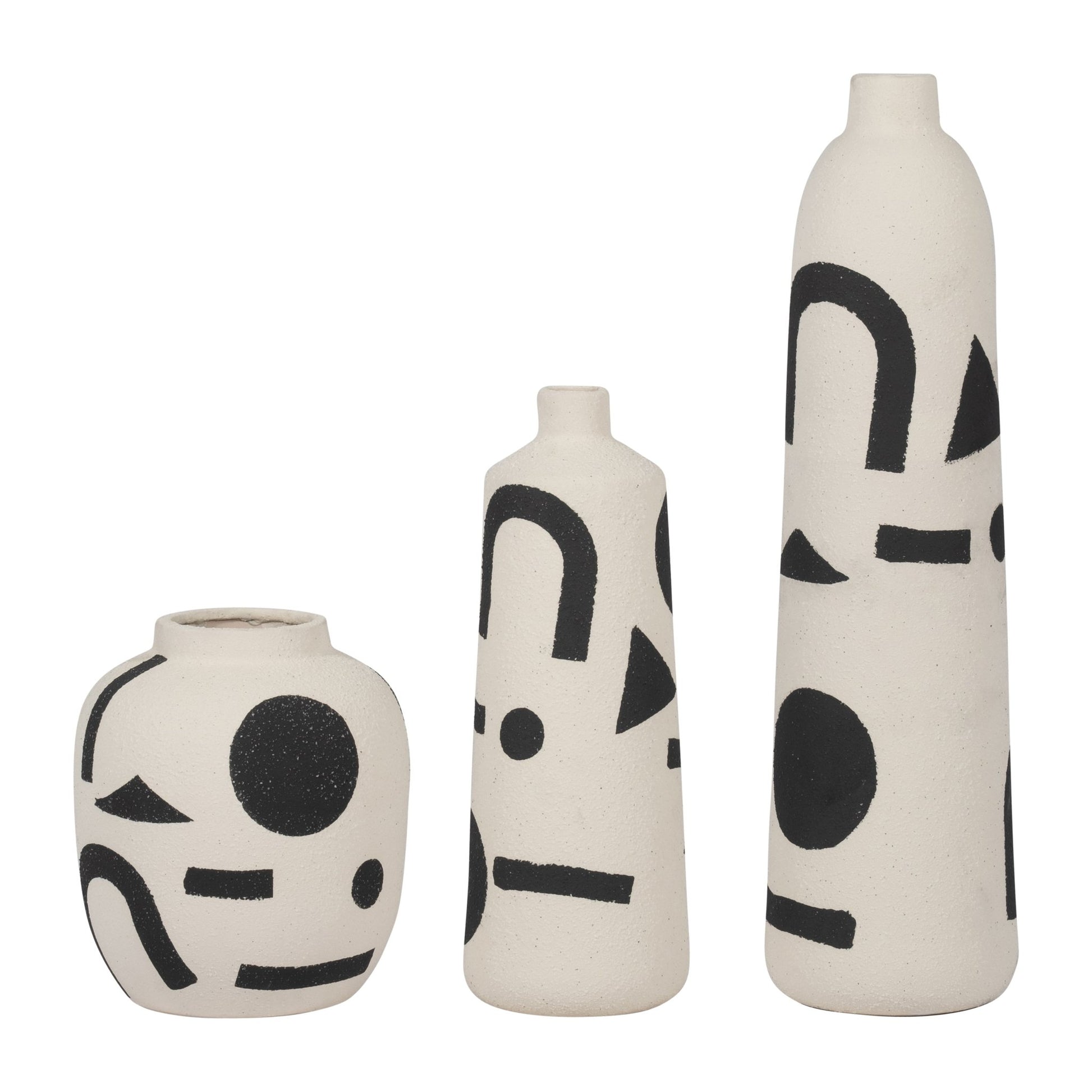 CER, 15" FUNKY VASE, IVORY/BLACK Vases and Jars| Sagebrook Home