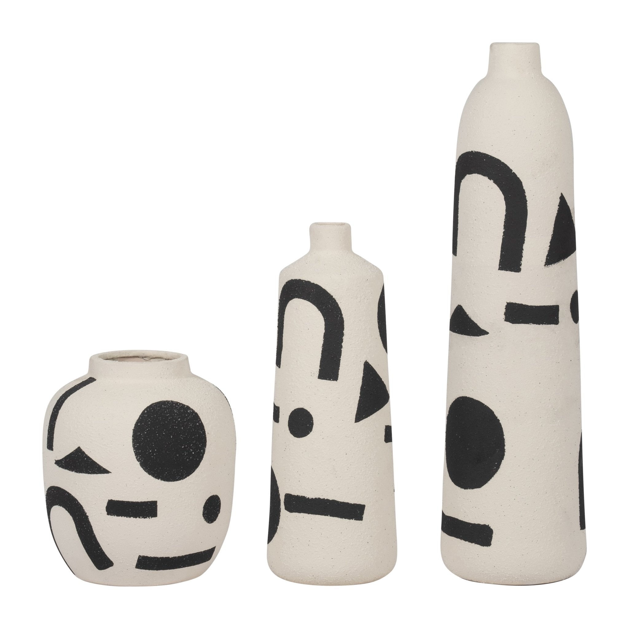 CER, 15" FUNKY VASE, IVORY/BLACK Vases and Jars| Sagebrook Home