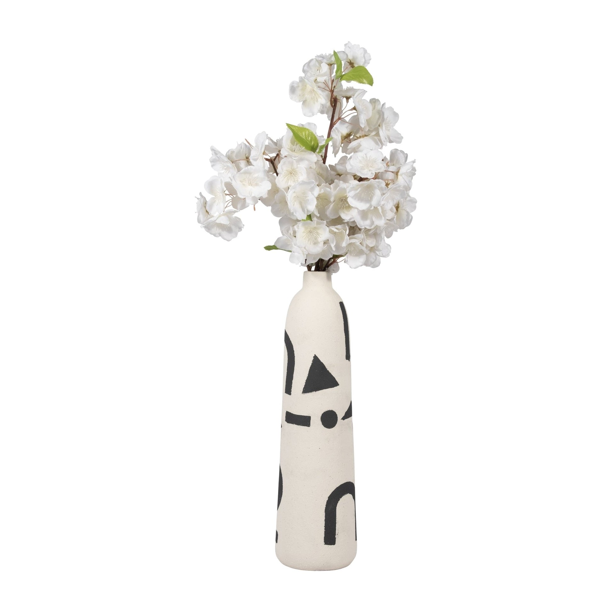 CER, 15" FUNKY VASE, IVORY/BLACK Vases and Jars| Sagebrook Home