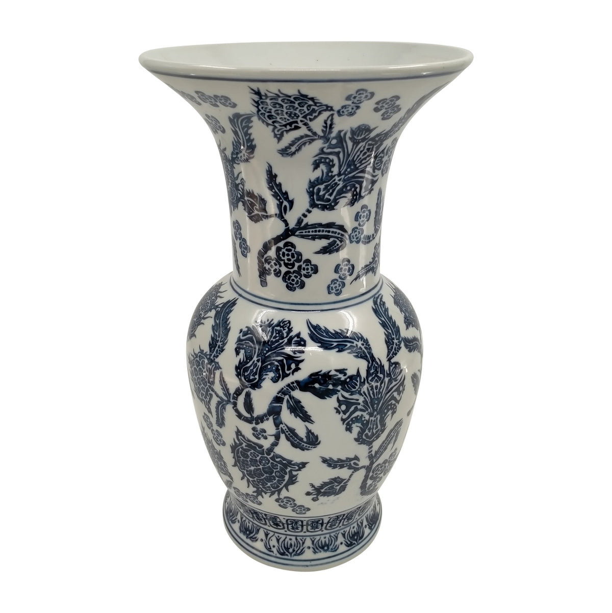 CER, 16" CHINOISERIE VASE, DARK NAVY Vases and Jars| Sagebrook Home