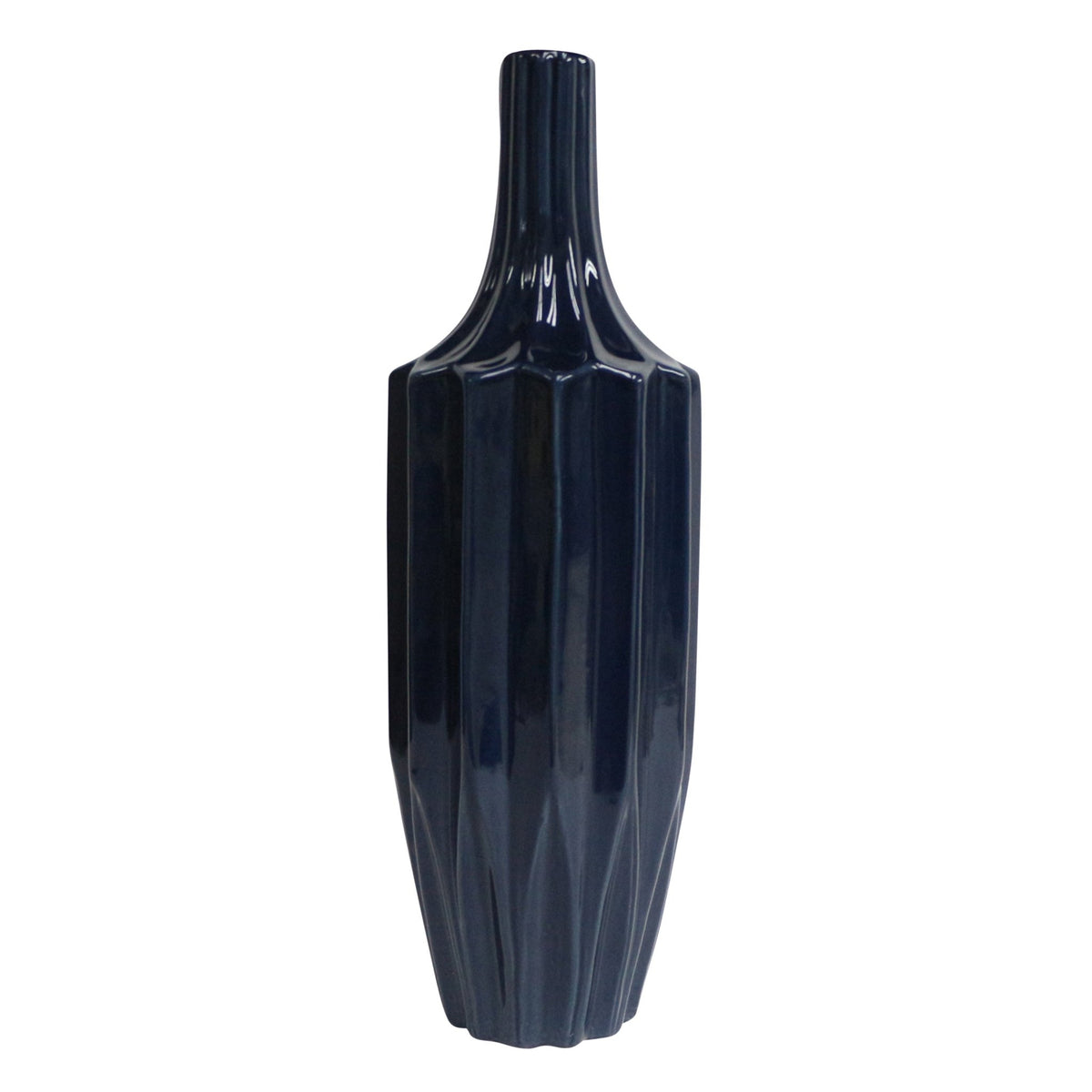 CER, 16" FLUTED VASE, NAVY Vases and Jars| Sagebrook Home