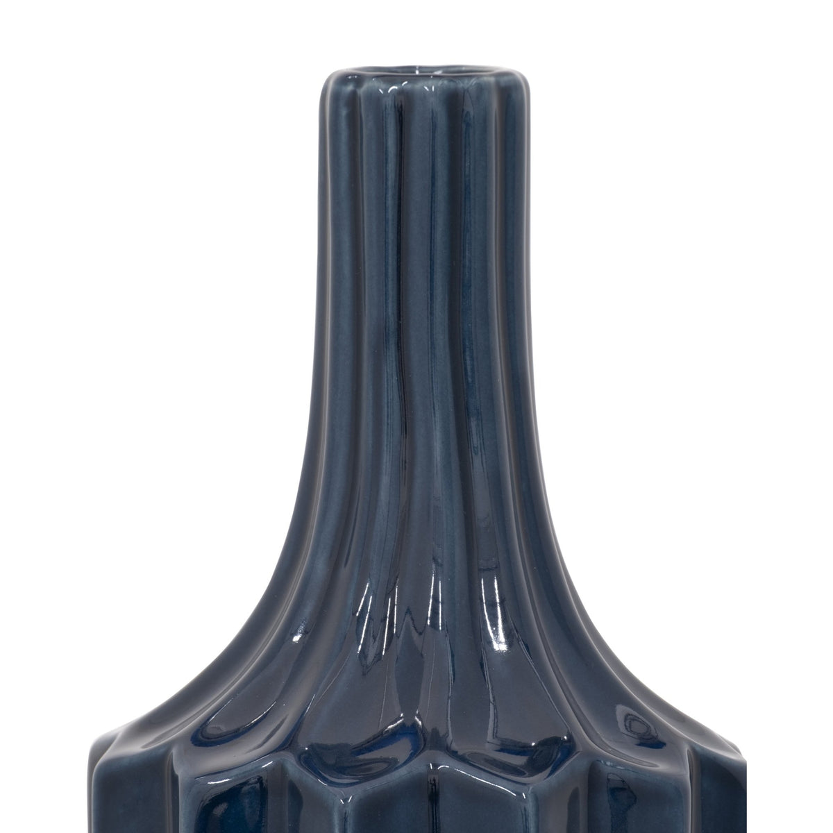 CER, 16" FLUTED VASE, NAVY Vases and Jars| Sagebrook Home