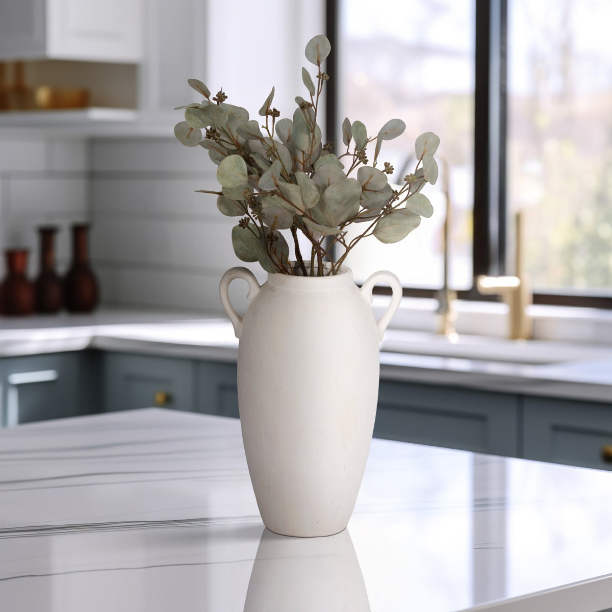 CER, 16" TEXTURED JUG W/ HANDLES, WHITE Vases and Jars| Sagebrook Home