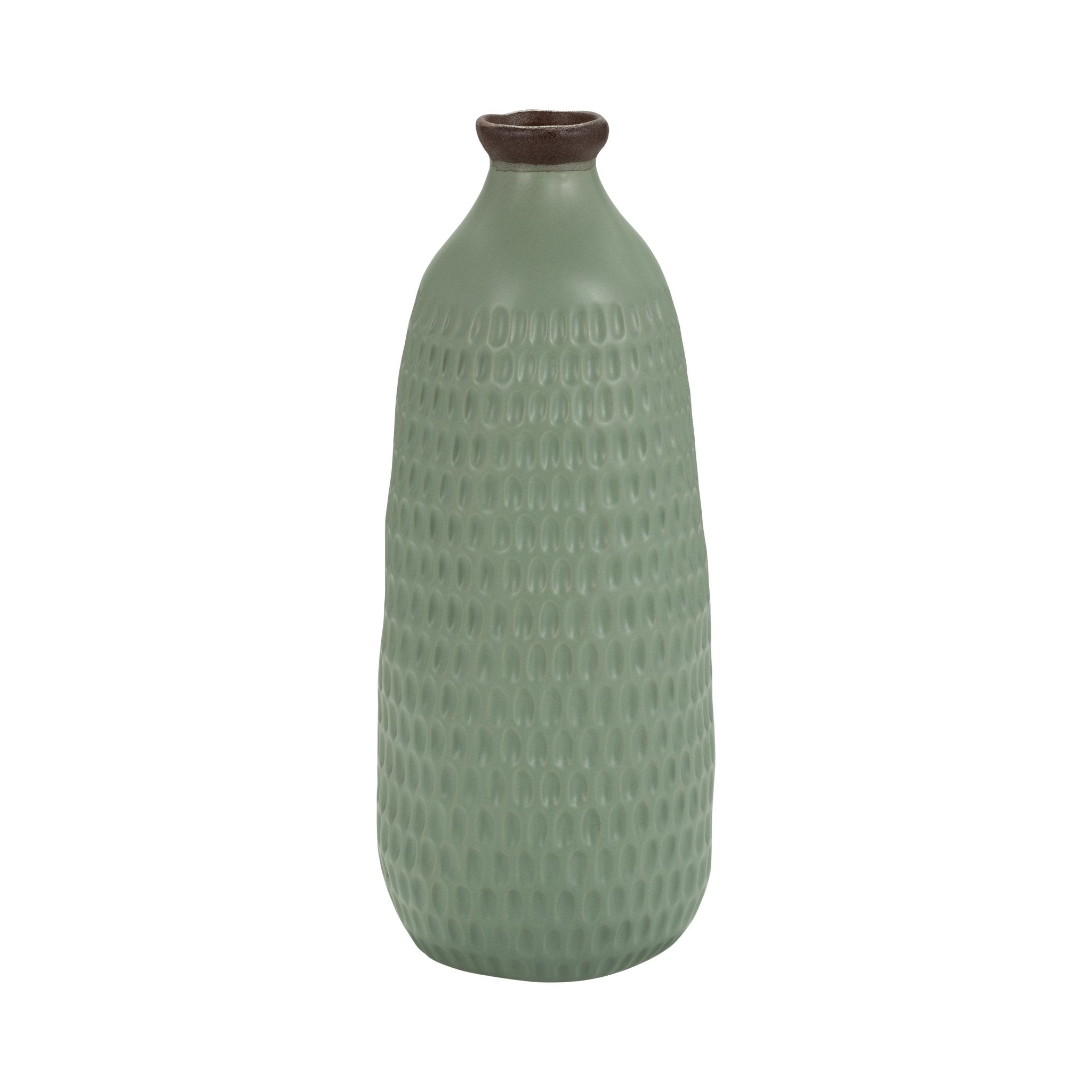 CER, 16"H DIMPLED VASE, GREEN Vases and Jars| Sagebrook Home