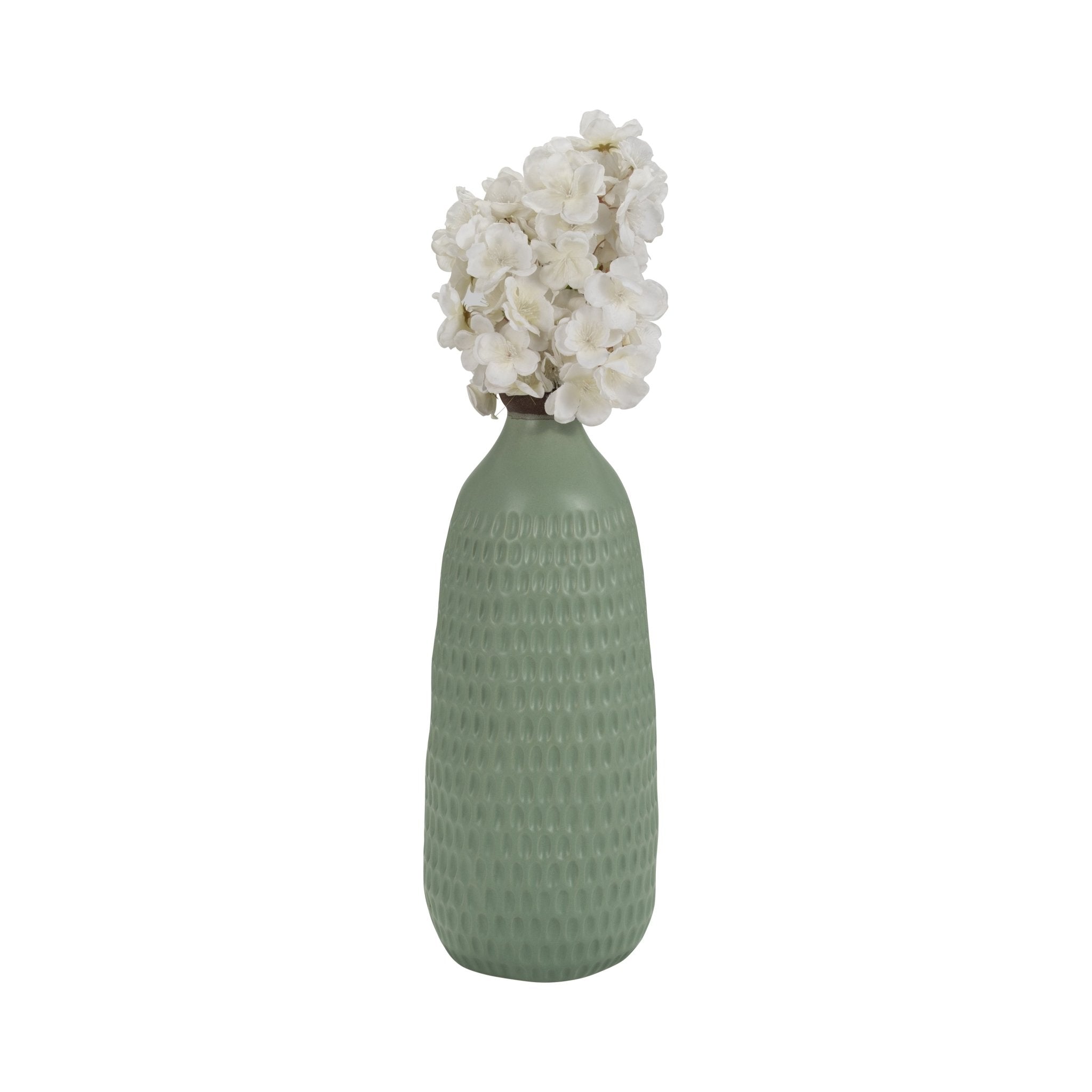 CER, 16"H DIMPLED VASE, GREEN Vases and Jars| Sagebrook Home