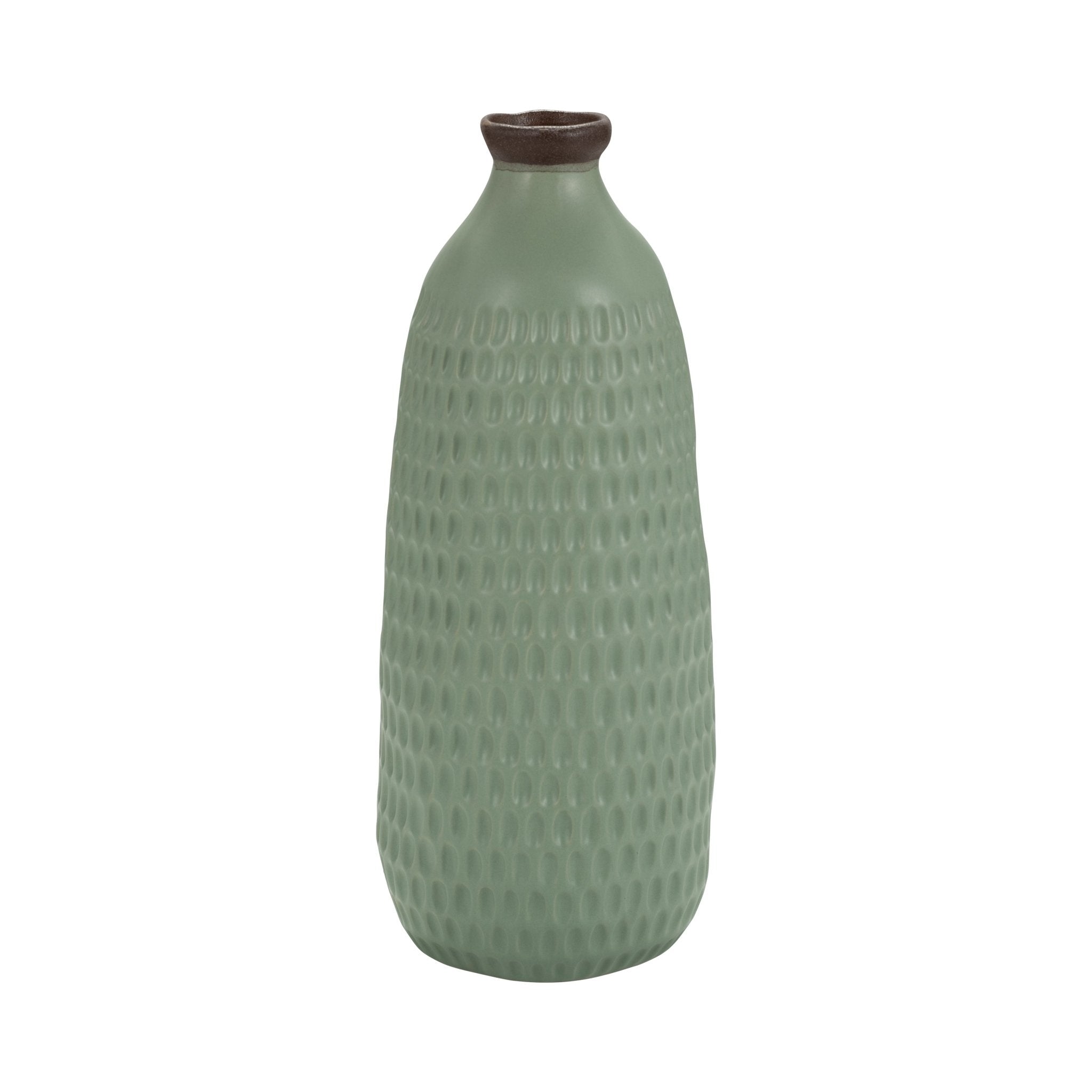 CER, 16"H DIMPLED VASE, GREEN Vases and Jars| Sagebrook Home