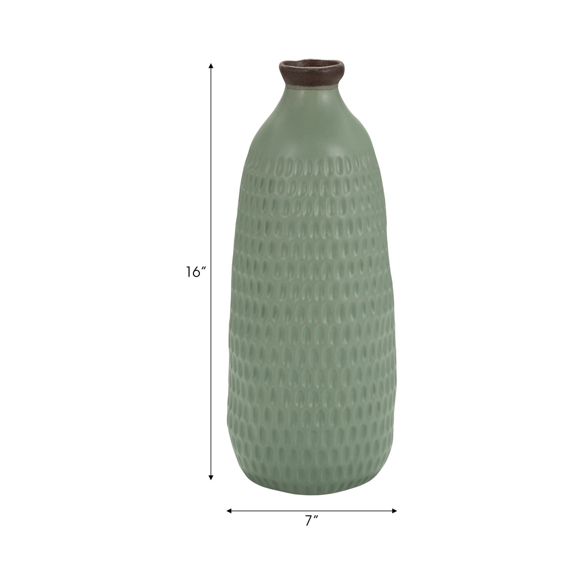 CER, 16"H DIMPLED VASE, GREEN Vases and Jars| Sagebrook Home