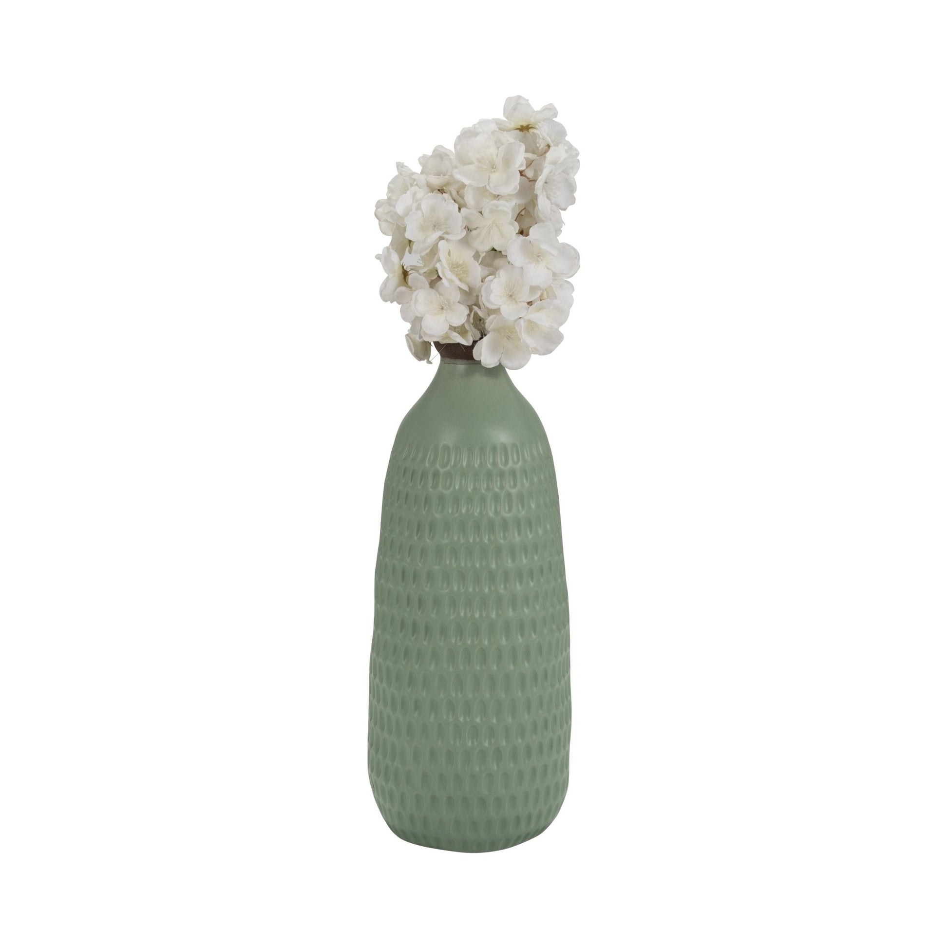 CER, 16"H DIMPLED VASE, GREEN Vases and Jars| Sagebrook Home