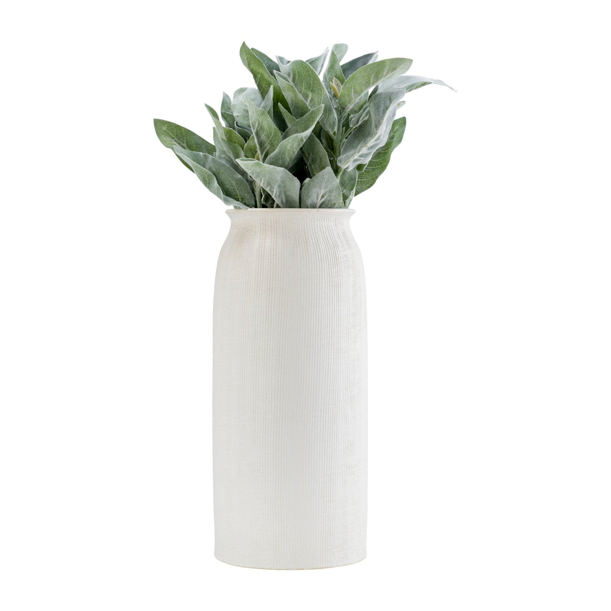 CER, 16"H RIDGED VASE, WHITE Vases and Jars| Sagebrook Home