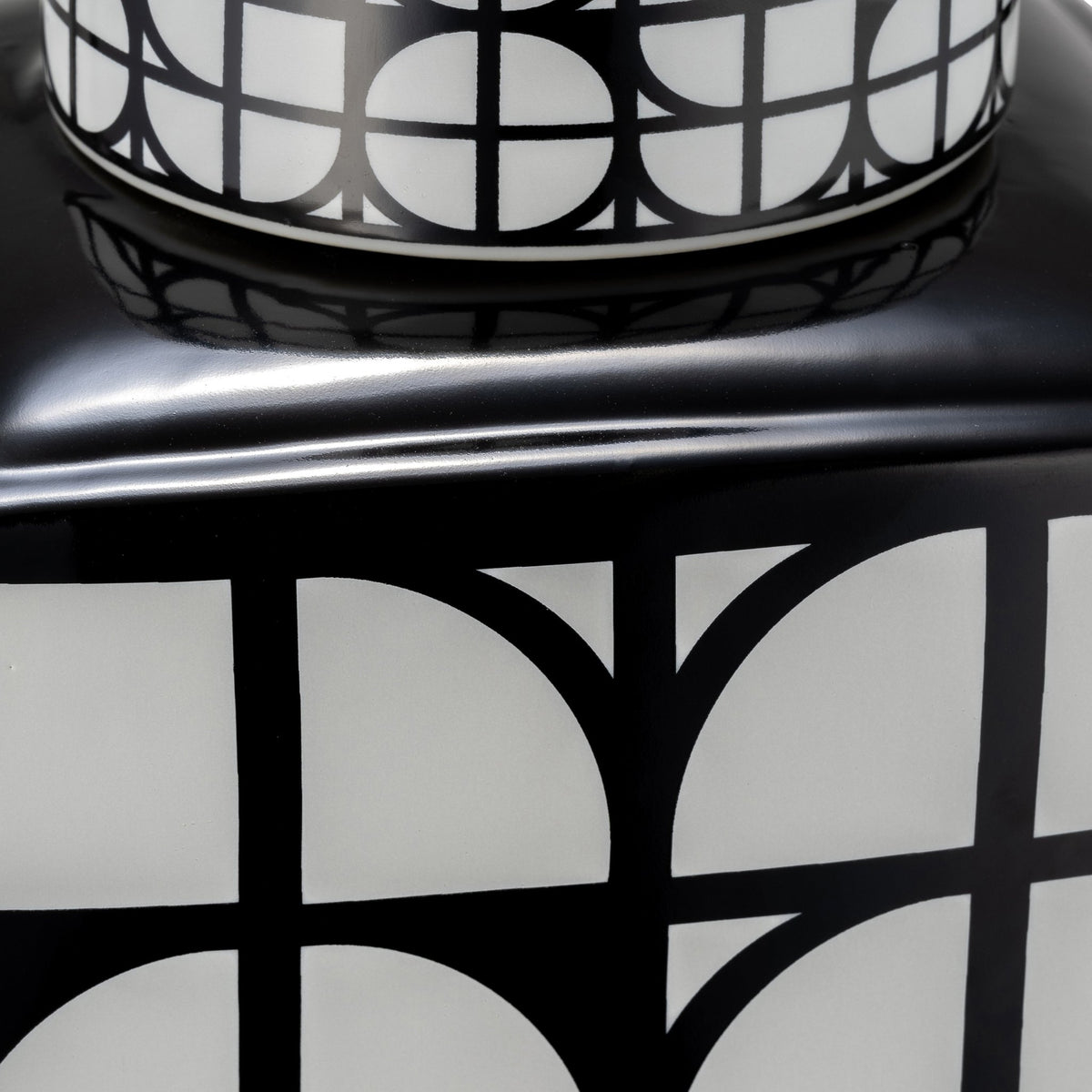 CER, 16"H SQUARE JAR W/ LID, BLACK/WHITE Vases and Jars| Sagebrook Home