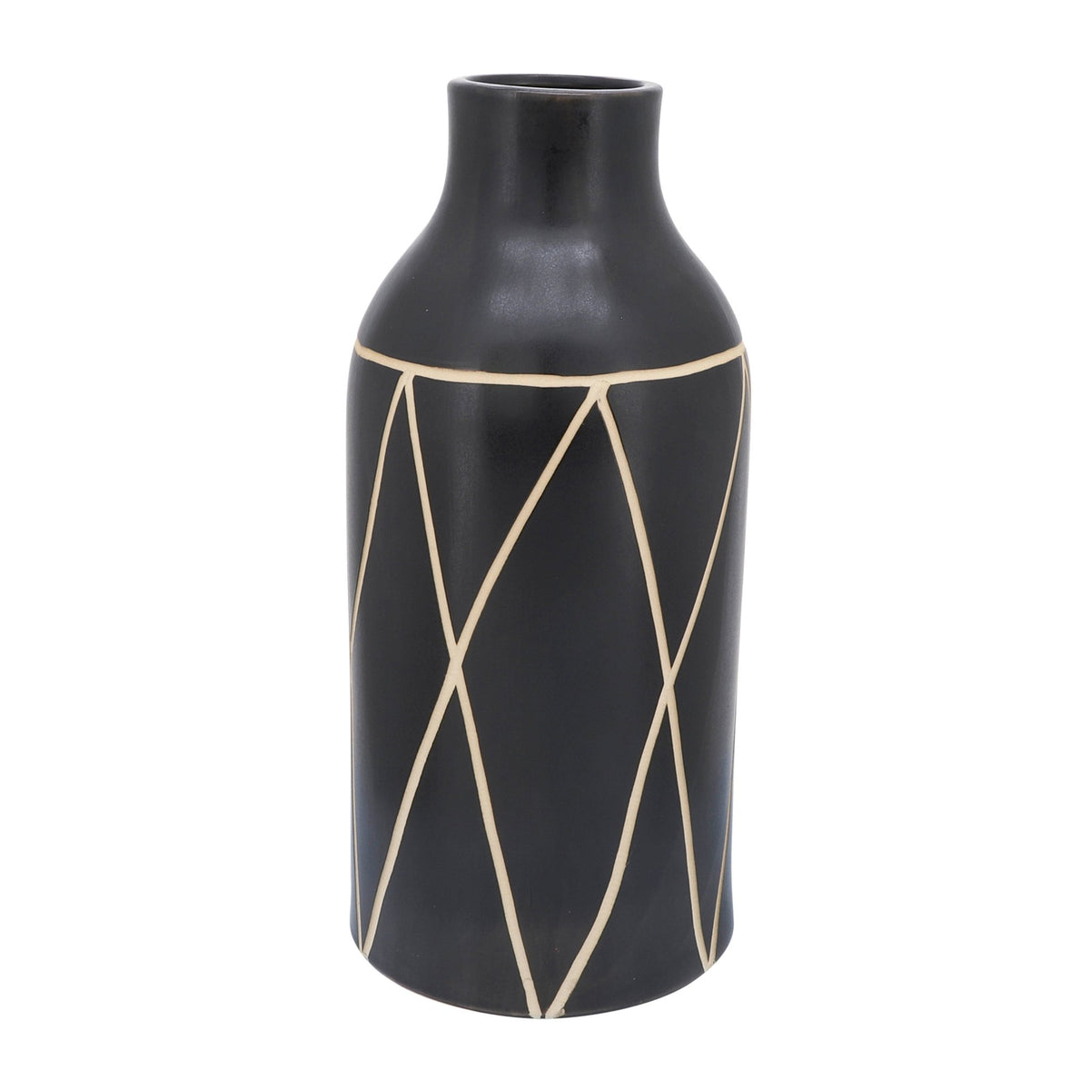 CER, 16"H TRIBAL VASE, BLACK Vases and Jars| Sagebrook Home